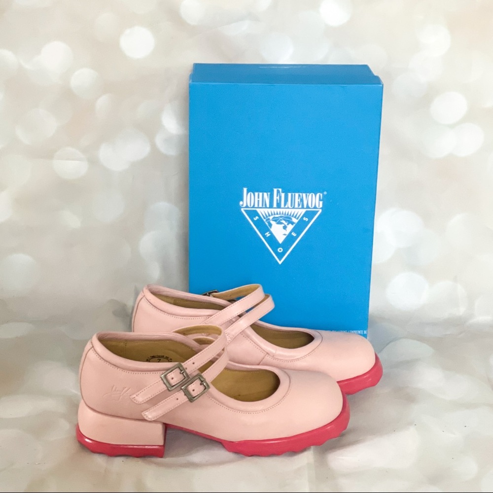 John Fluevog pastel pink Mary Jane pumps
